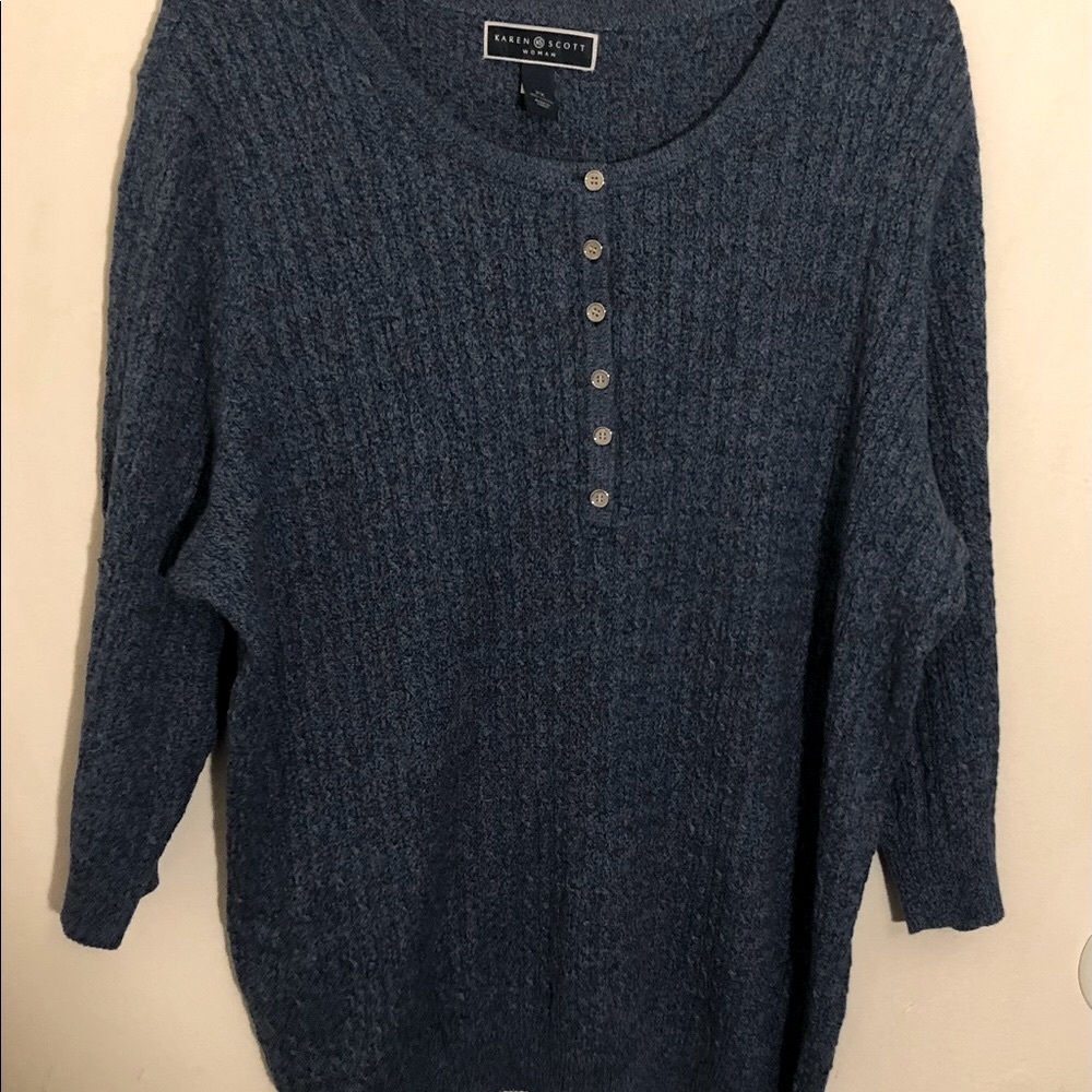 Plus womens karen scott sweater 3/4 sleeve top size 2x